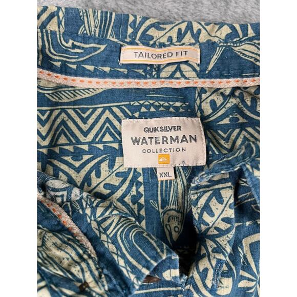 men's blue Quiksilver Waterman collection fish print 2XL excellent condition - Picture 5 of 9